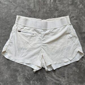 ATHLETA Women's Pull On Stretch Mod Trekkie Nylon Blend White Shorts Size 8